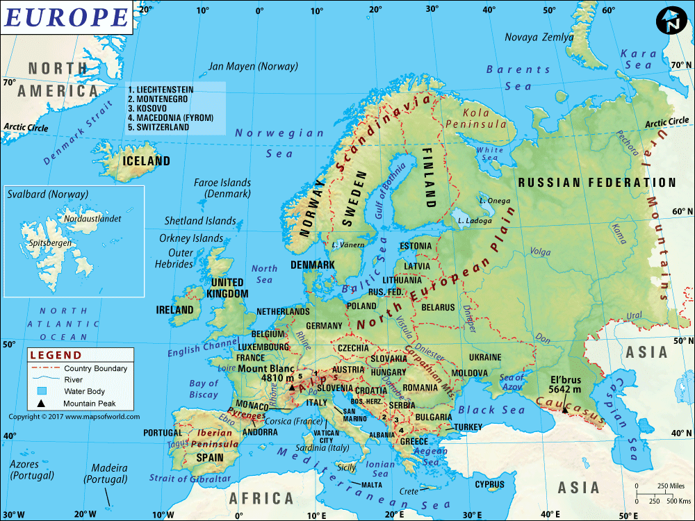 Europe Continent Countries & Capitals, Currency with Code